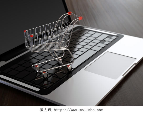 笔记本电脑上购物车网络购物电子购物电子商务